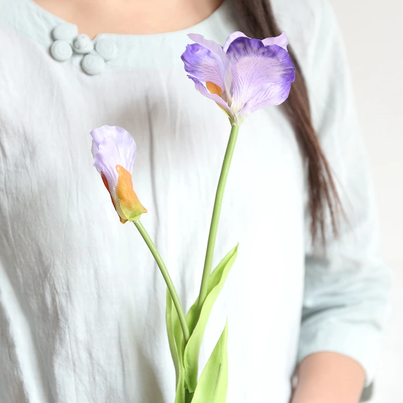 Flores de Lrish Iris de 2 cabezas, decoración del hogar, flores artificiales de Bauhinia para decoración de mesa de boda - imagen 3