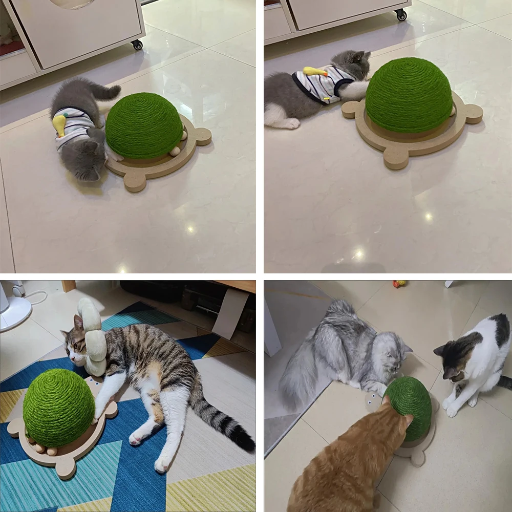Torre de árbol de Sisal para gatos, pelota para rascar, juguete para gatitos, marco de escalada, tortuga bonita, divertido disco giratorio, suministros para mascotas resistentes al desgaste - imagen 3