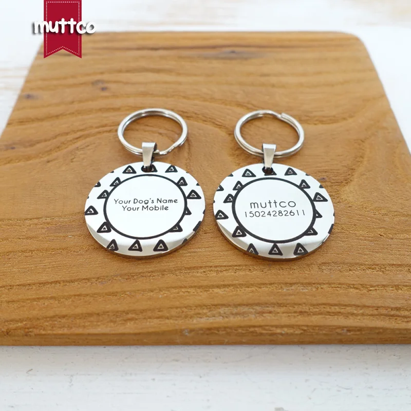 Etiqueta de perro de acero inoxidable con diseño personalizado, etiqueta redonda para perro, letras gratis, etiqueta de nombre para mascota, 3 estilos - imagen 5