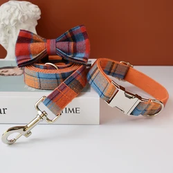 Collar de lujo para perros con diseño de cuadrícula - correa incluida