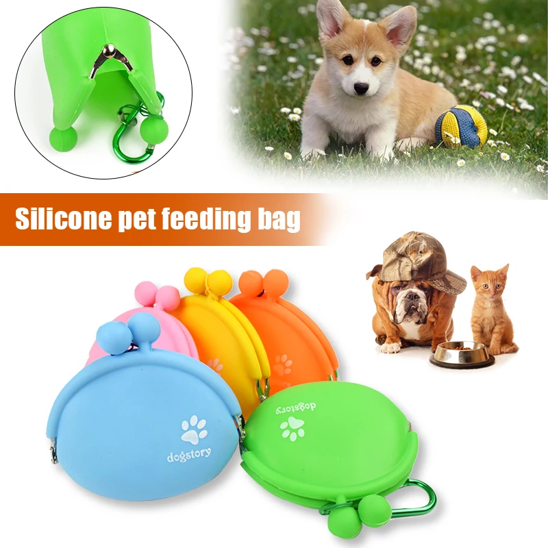 Bolsa de silicona para golosinas para perros al aire libre, paquete de alimentación para la cintura, bolsillo para cachorros, bolsa para aperitivos, suministros de entrenamiento para mascotas