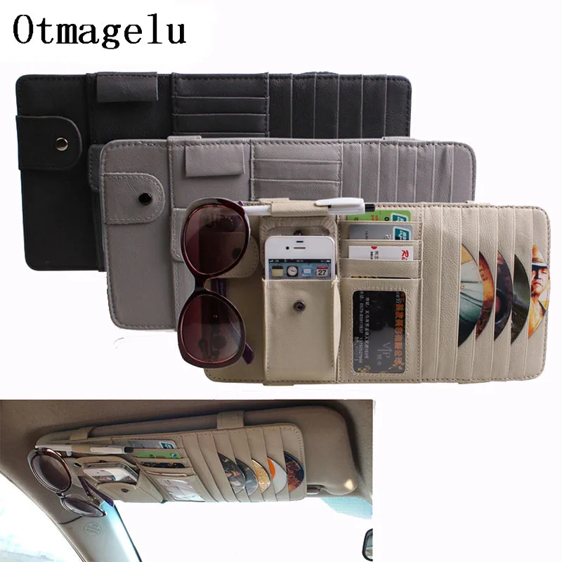 Caja de CD multifunción de cuero para coche, organizador de viaje para DVD, Soporte para tarjeta de visita, bolsa de almacenamiento de CD