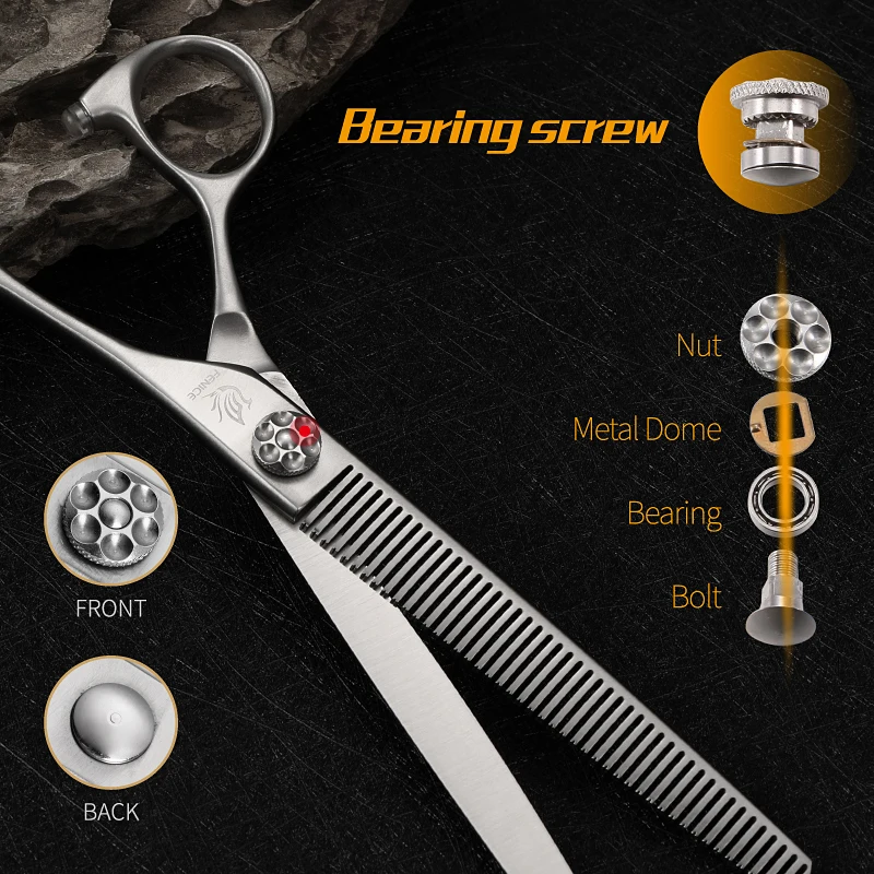 Fenice Professional 6,5/7,0 pulgadas JP VG10 tornillo de rodamiento de acero tijeras de cuidado para perros tijeras de adelgazamiento 35% - imagen 2