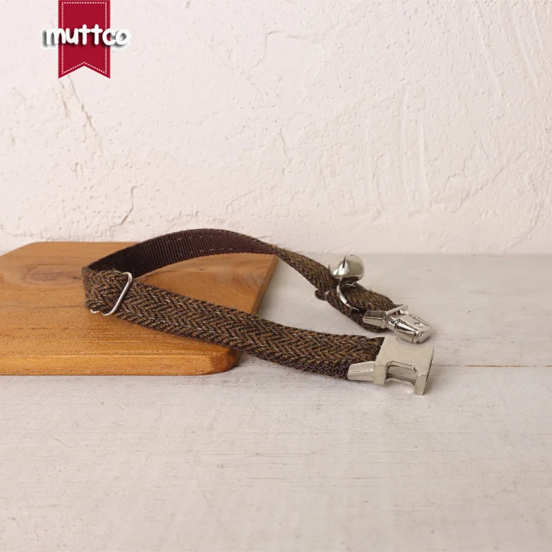 MUTTCO venta al por menor grabado delicada-Diseño personalizado gato collares castaño oscuro traje collar hecho a mano 2 tamaños UCC118 - imagen 4