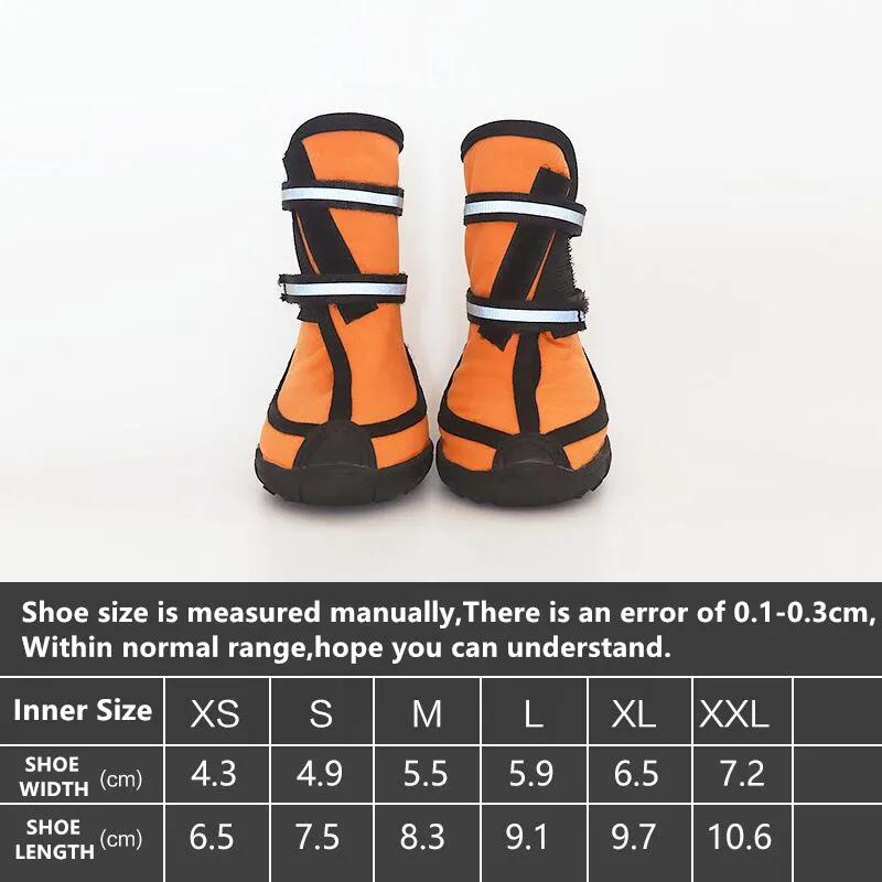 4 unids/set XS-XXL botas altas zapatos impermeables para perros correa reflectante parte inferior portátil botas de lluvia para correr para mascotas viaje exterior caminar perro