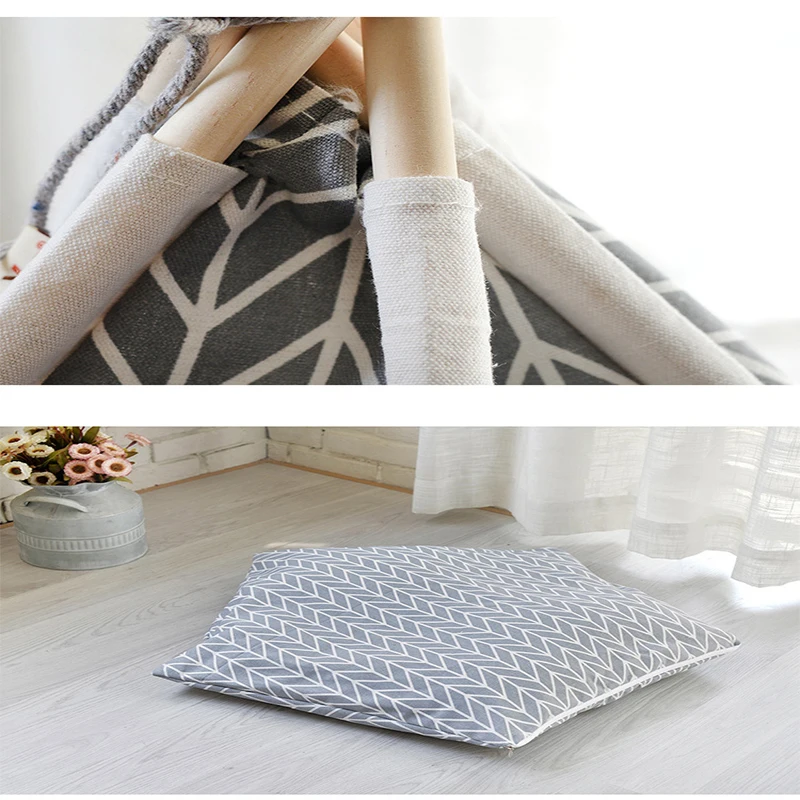 Tienda de campaña portátil de lino para mascotas, casa para perros, casa para gatos, tipi lavable, cachorro, interior, perreras al aire libre, cueva con estera - imagen 4