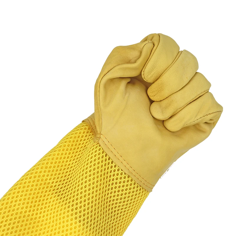 Guantes de apicultura transpirables, Manguitos protectores, antiabejas, color amarillo y blanco, largos, herramientas de apicultura, 1 par - imagen 5