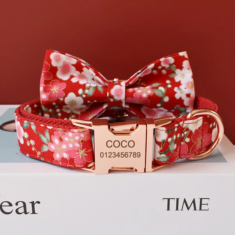Collar personalizado perro bulldog con lazo y correa grabada