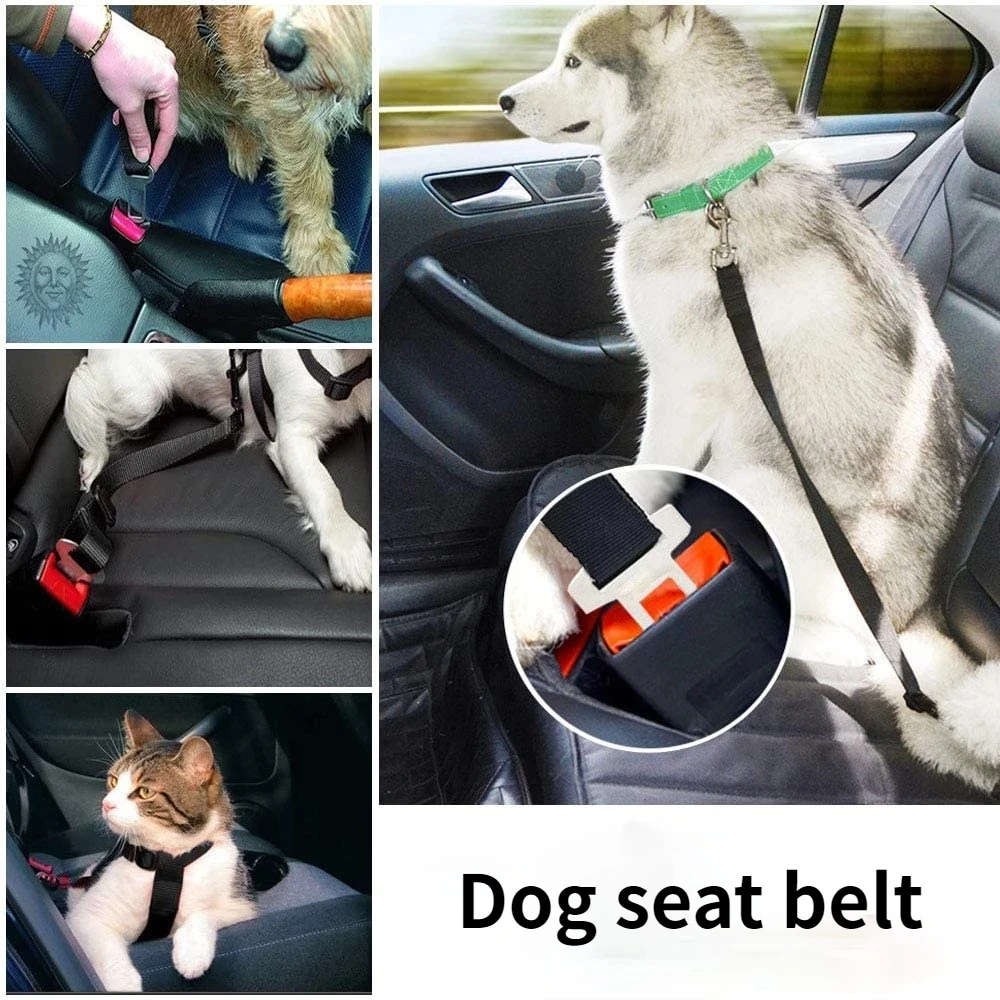 Cinturón de seguridad para perro para asiento de coche, arnés de correa para perro, correas con hebilla para perro, cinturón de viaje ajustable, conector de Collar para perro, suministros para perros - imagen 3