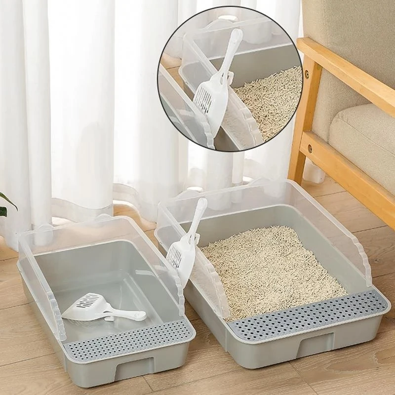 Caja de arena antisalpicaduras para gatos con cuchara y bandeja para perros: solución de inodoro limpia para gatos y mascotas pequeñas - imagen 3