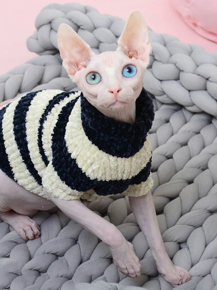Suéter de punto hecho a mano para gatos, ropa cálida para gatos, sudaderas con capucha para gatos Sphynx, ropa para gatitos, suministros para gatos - imagen 5