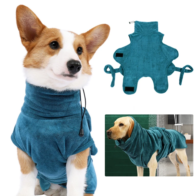 Albornoz superabsorbente para perro, traje de baño para perros pequeños, medianos y grandes, Toalla de baño de secado rápido para mascotas, ropa cálida para perros Corgi