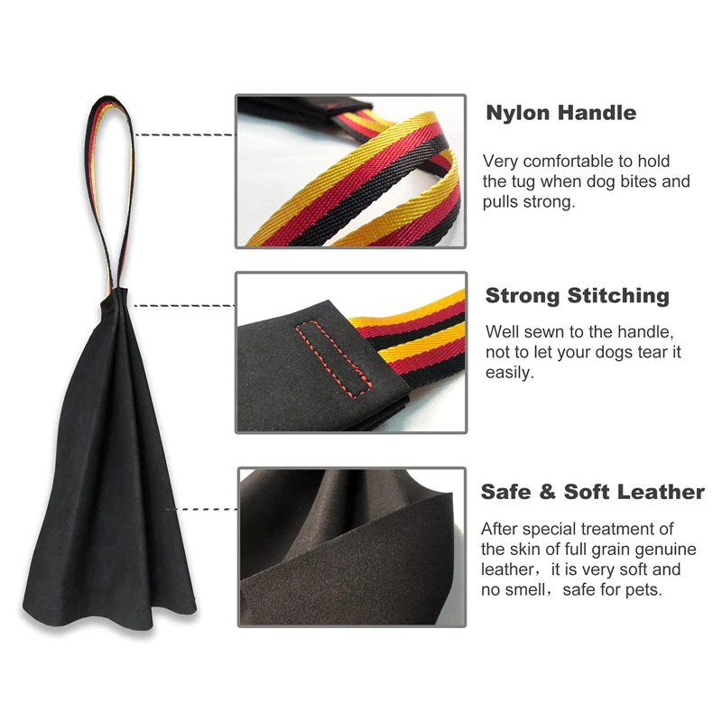 Benepaw-juguetes para masticar para perros, mango interactivo de cuero para entrenamiento de mascotas, construir presa, juego de agarre para morder, Tug Of War - imagen 4