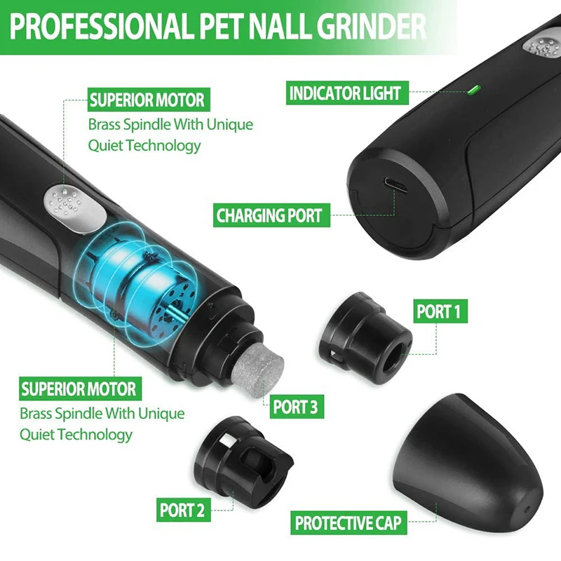 Benepaw-molinillo de uñas eléctrico profesional para mascotas, herramienta de aseo indolora, recargable por USB, seguro, sin ruido, pequeño, grande - imagen 5
