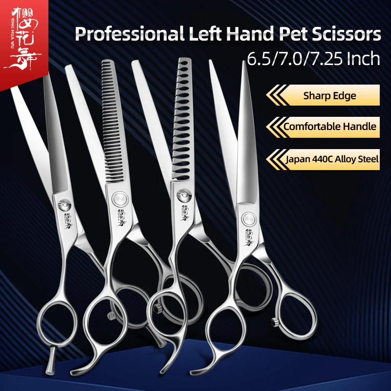 Tijeras profesionales para el cuidado de mascotas para zurdos, cortador de perros de belleza especial con dientes curvos para un fácil corte de pelo - imagen 2