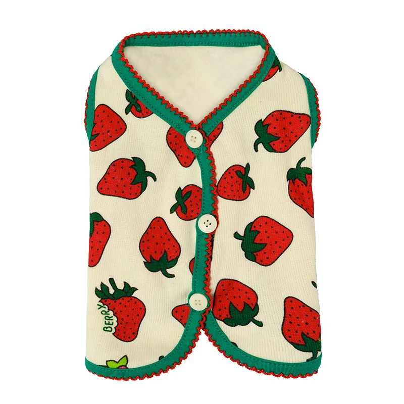 Chaleco bonito de fresa para mascotas, ropa de flores de nieve a prueba de nudos para perros, gatos y perros, chaqueta cálida de diseño, novedad - imagen 3