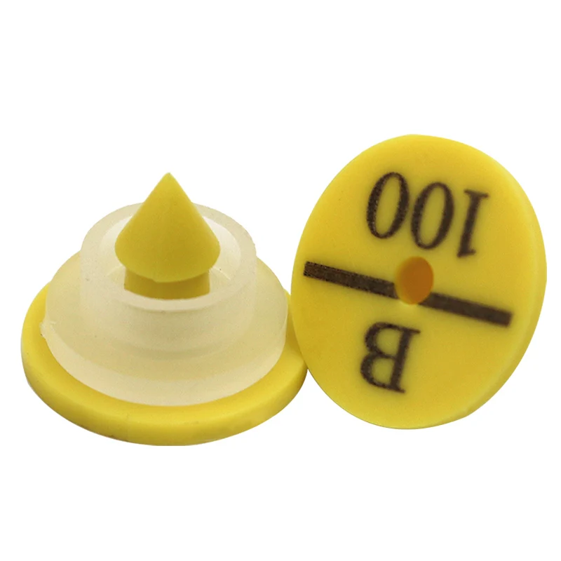 Pendientes de cabeza de cobre con etiqueta de oreja de conejo, oveja, cabra, cerdo, escritura láser, tarjeta de identificación de animales de granja, 4 colores, 100 piezas - imagen 5