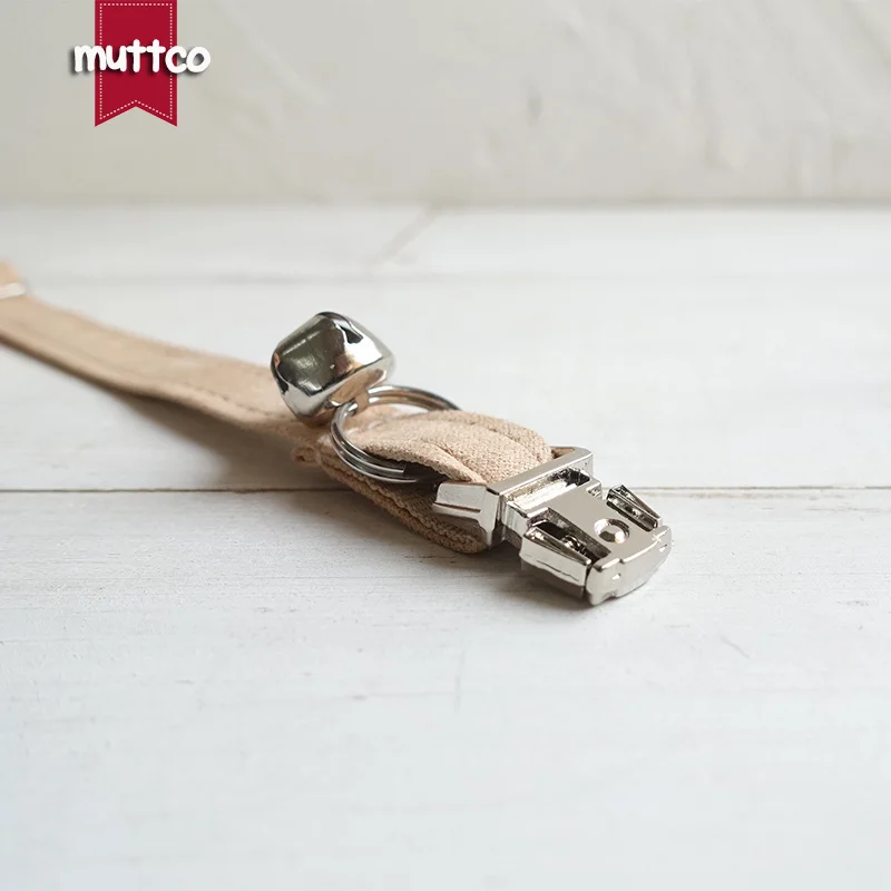 MUTTCO-collar de perro de diseño propio para mujer, hecho a mano, color marrón claro, 2 tamaños, poliéster satinado y nailon para gato, UCC027 - imagen 3