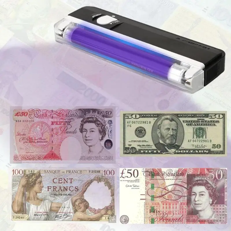 Detector de dinero LED de mano, Detector de Ultra moneda de 4W, lámpara de antorcha violeta, billetes falsos falsificados, pasaportes, comprobador de seguridad - imagen 2