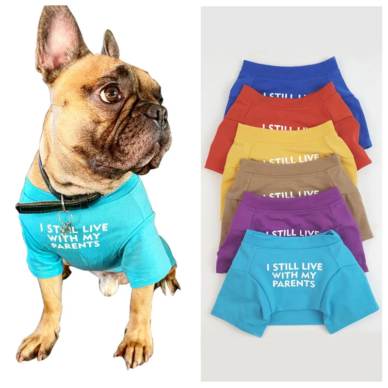 Camiseta de Bulldog francés con letras impresas, Camisa de algodón para perro, ropa transpirable para mascotas, sudadera para cachorros, ropa de Pibull para perros pequeños - imagen 2
