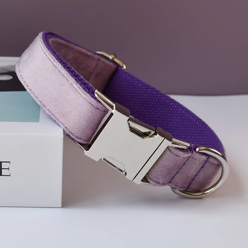 Collar personalizado de algodón y terciopelo, tela de calidad para perros pequeños, medianos y grandes, piezas metálicas personalizadas, correa para mascotas, franela 06 - imagen 5