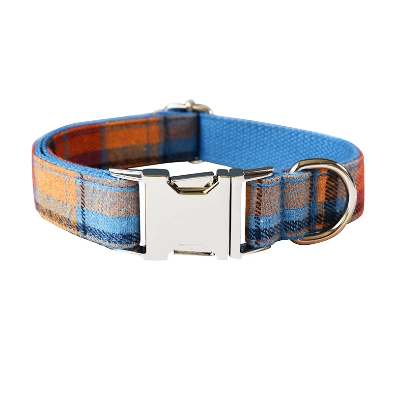 Traje Collar de perro a cuadros personalizado grueso suave acolchado Collar de mascota con correa conjunto Vintage elegante pajarita Collar de perro caminar plomo - imagen 2
