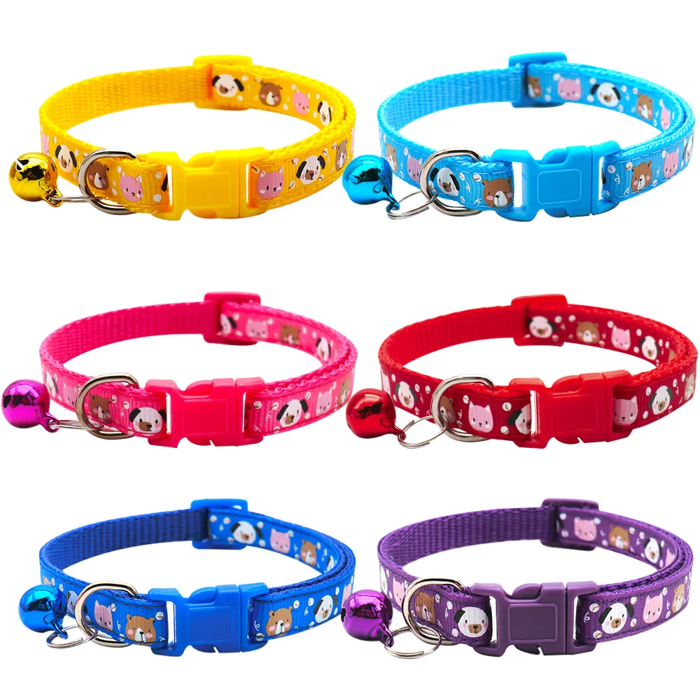 Venta al por mayor, 24 Uds., bonito Collar ajustable para perro, Collar para gatos, gatitos, perro, gato, cachorro, hebilla de cuello con campana, accesorios para Gato - imagen 4