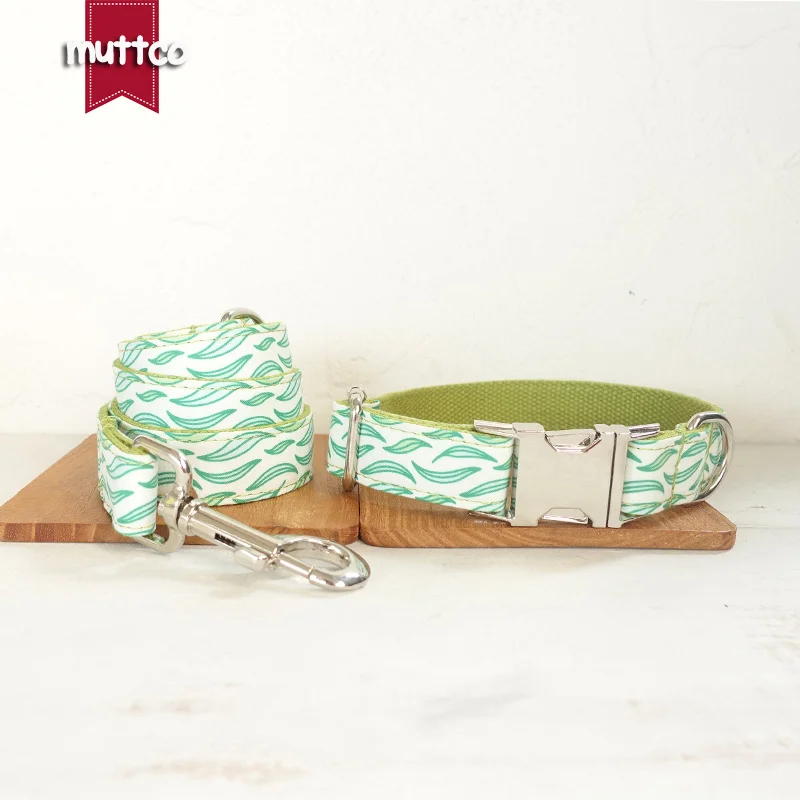 MUTTCO vende al por menor collar de perro de diseño propio THE FLUATING LEAVES hecho a mano poliéster satinado y nylon 5 tamaños collar de perro UDC092 - imagen 4