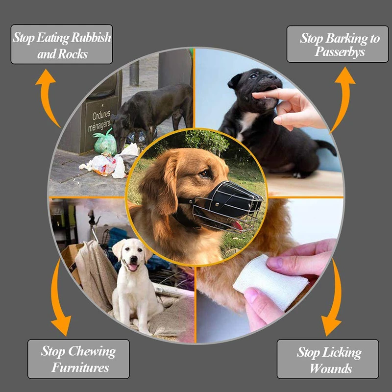 Benepaw-bozal antimordeduras para perro grande, cesta de alambre, máscara de Metal, correas de cuero ajustables, cubierta de boca para mascotas, Pastor Alemán, Pitbull - imagen 2