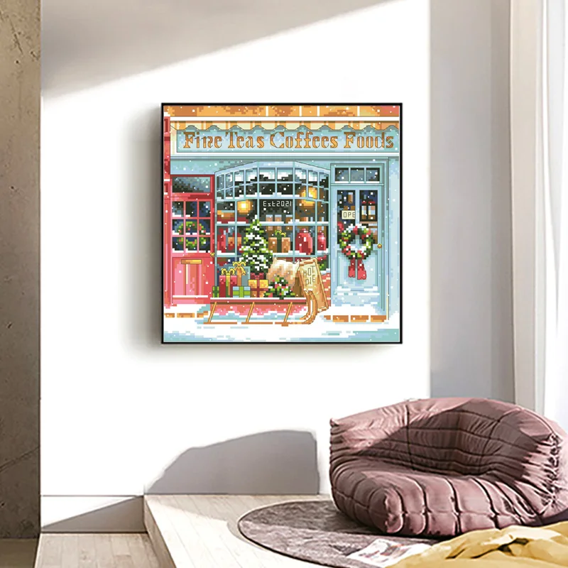 Kits de patrones de punto de cruz sin imprimir de Feliz Navidad, pinturas en lienzo de 11 14CT, bordado con hilos, juego de costura hecho a mano Diy - imagen 3