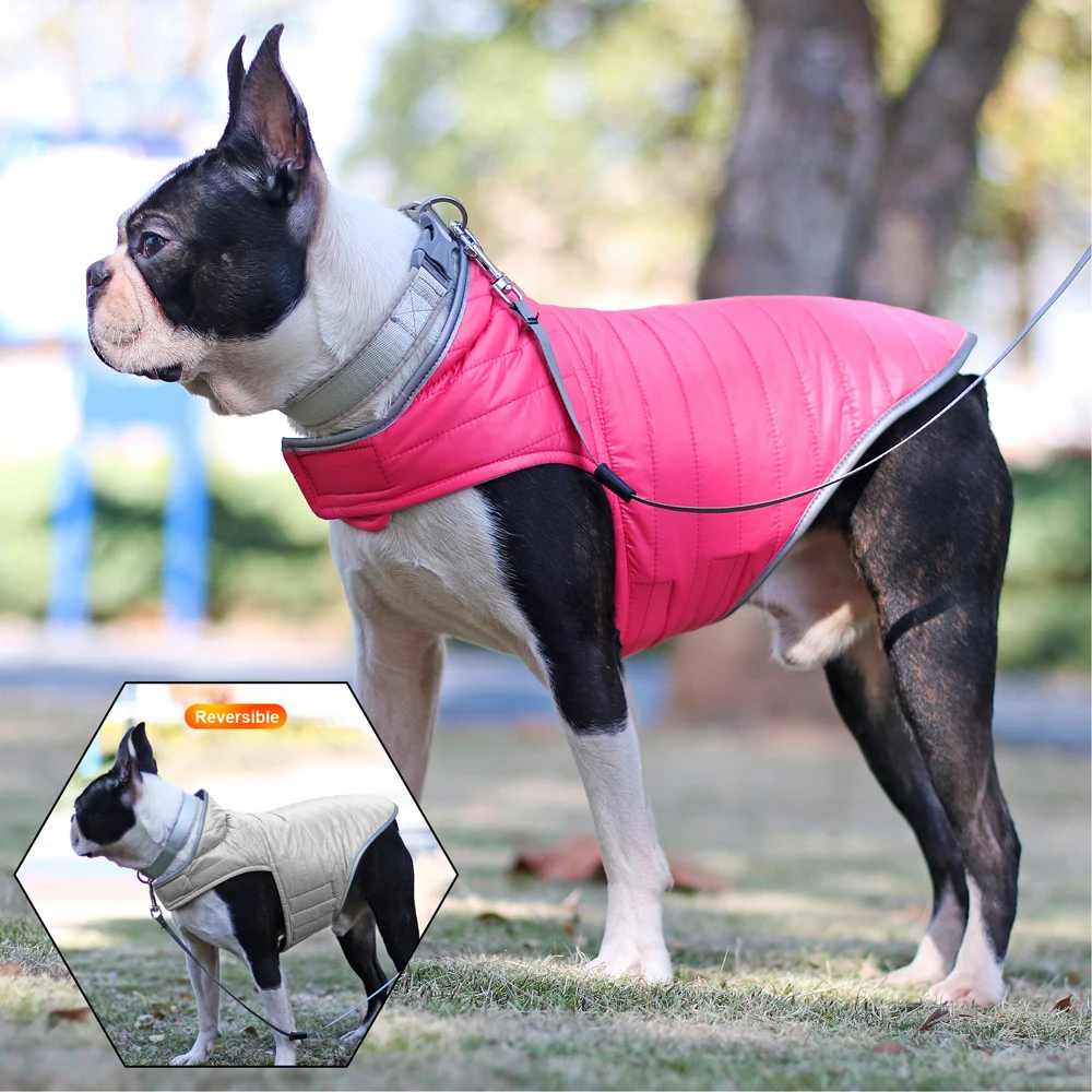 Chaleco Reversible impermeable para perros, chaqueta gruesa y cálida, capa de ropa de invierno, atuendo para perros pequeños y grandes, S-2XL - imagen 4