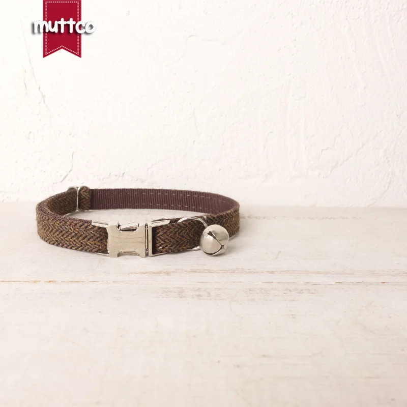 MUTTCO venta al por menor grabado delicada-Diseño personalizado gato collares castaño oscuro traje collar hecho a mano 2 tamaños UCC118 - imagen 5