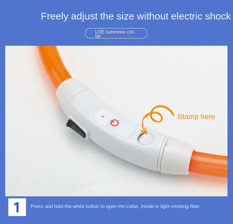 Pasos para ajustar y cerrar el collar tipo tubo LED