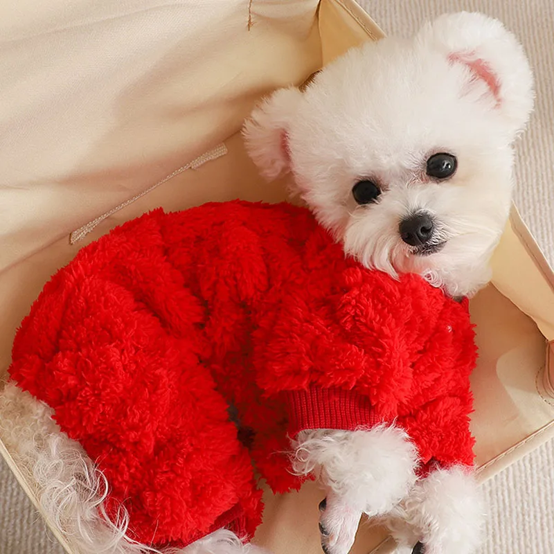 Ropa de invierno para perros, pijamas de lana para perros, cachorros, mono todo en uno para mascotas, monos para perros pequeños y medianos, traje para perros Chiwawa - imagen 4