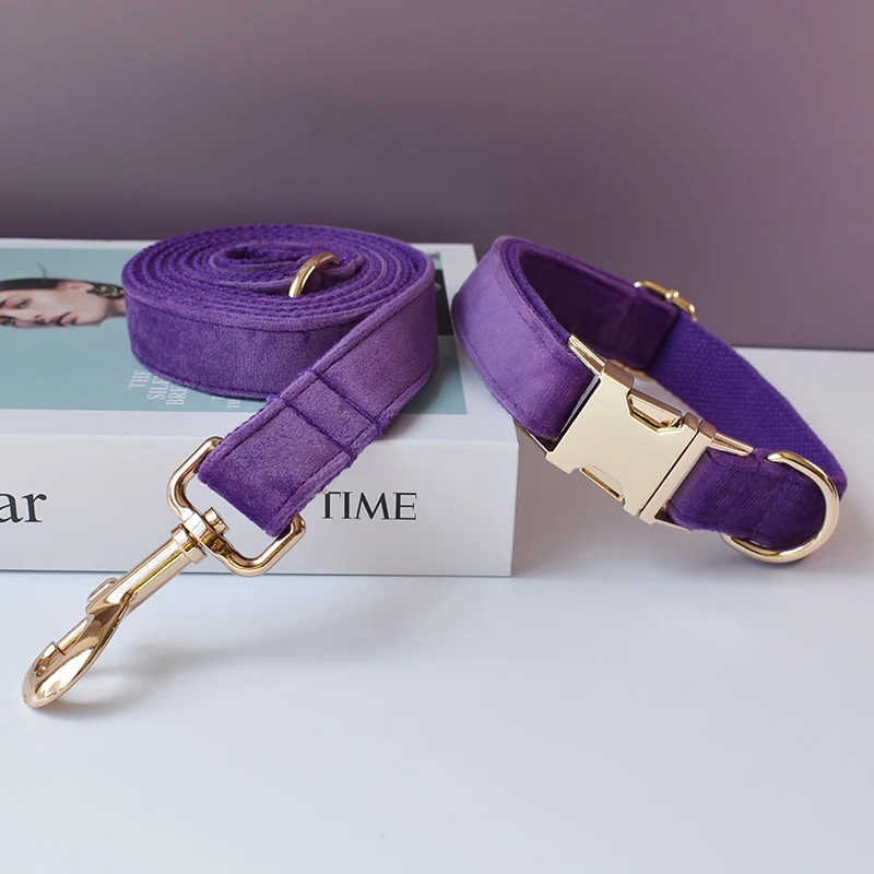 Correa de nailon para Collar de perro de lujo con Grabado libre de identificación, hebilla ajustable para Metal dorado, accesorios para mascotas, franela 16 - imagen 4