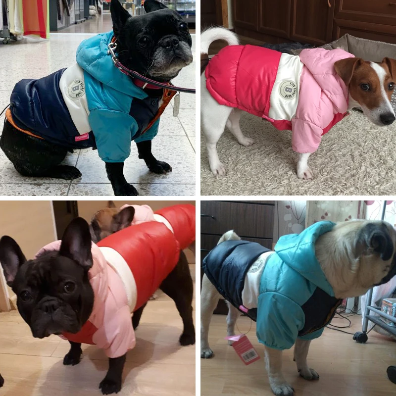 Ropa cálida de invierno para perros, chaqueta impermeable para perros grandes, perros pequeños, medianos y grandes, Bulldog Francés, Pug, Abrigo con capucha, ropa para mascotas - imagen 3