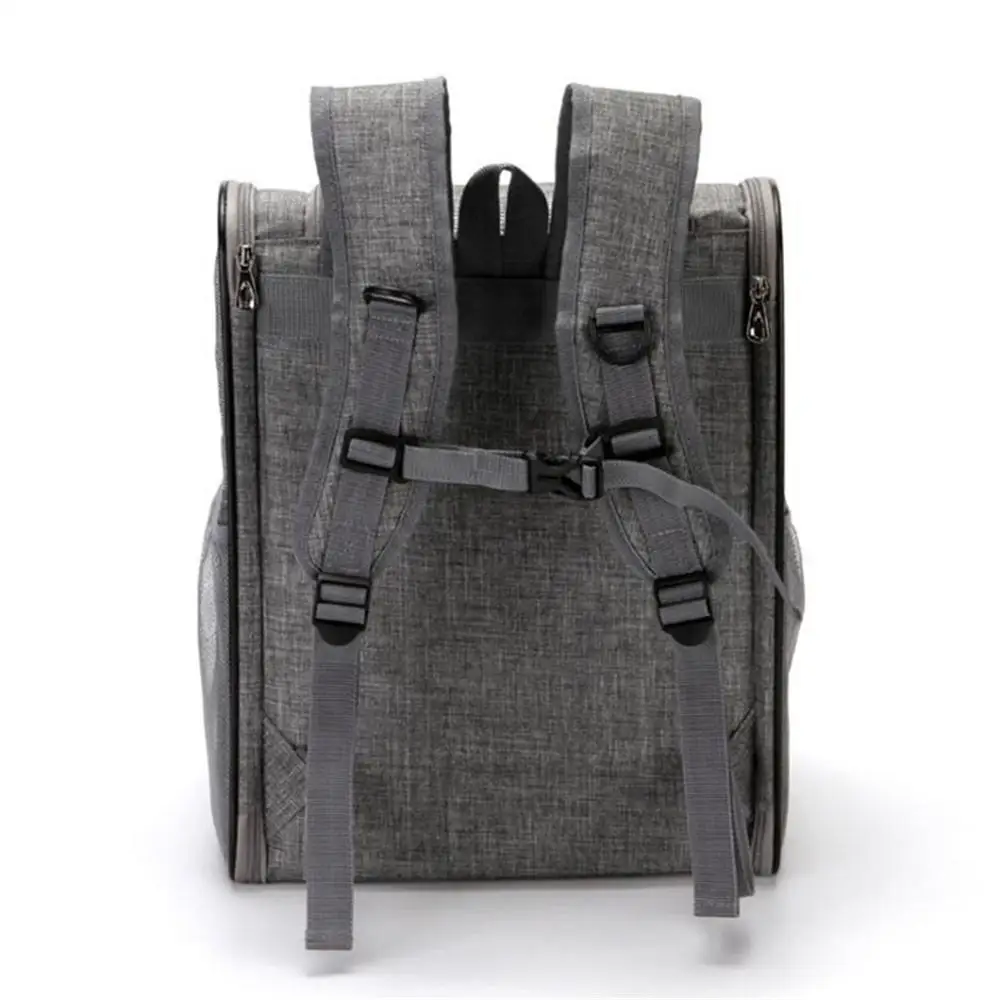 Mochila plegable para mascotas, bolsa de malla transpirable para perro y gato, para exteriores, plegable, acolchada, con doble hombro, portador duradero - imagen 4