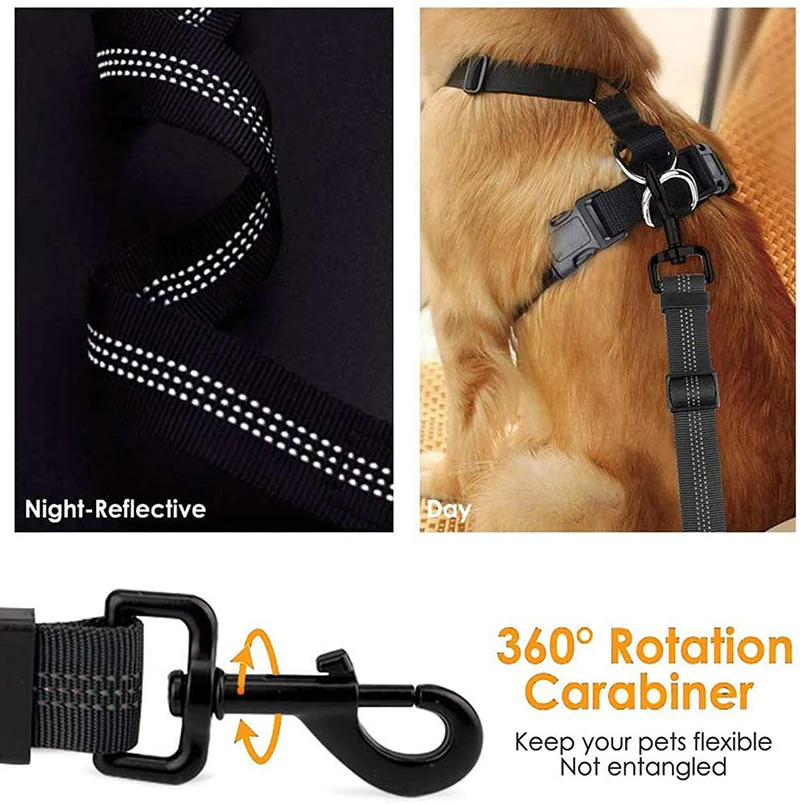 Benepaw-cinturón de seguridad Bungee para perro, accesorio de barra de pestillo 2 en 1, elástico, reflectante, para mascotas, Universal, para vehículo y viaje - imagen 5