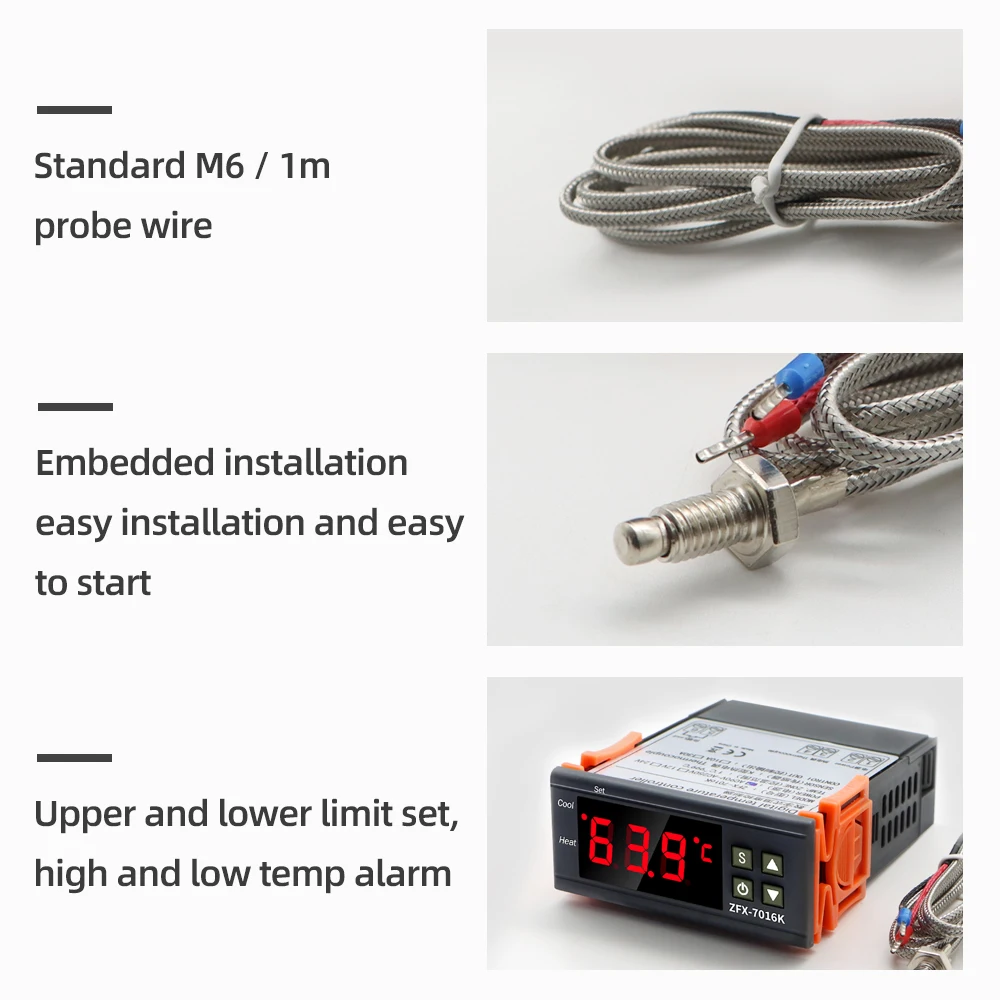Controlador de temperatura ZFX-7016K microordenador, termostato Digital LCD, termorregulador, incubadora, termómetro, interruptor de Control - imagen 3