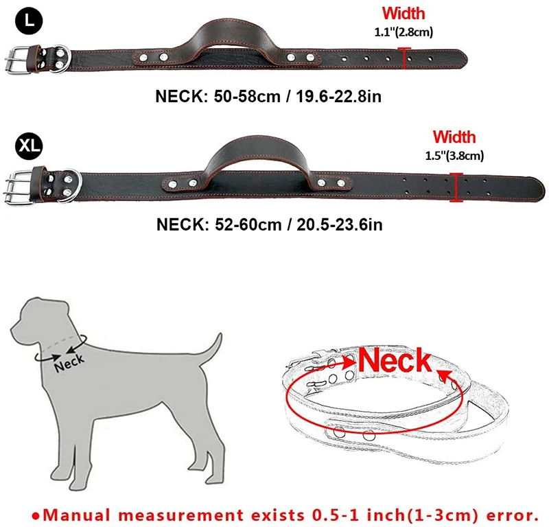 Benepaw-Collar de cuero genuino resistente para perros medianos y grandes, Collar de entrenamiento para mascotas, resistente, duradero, a la moda - imagen 4