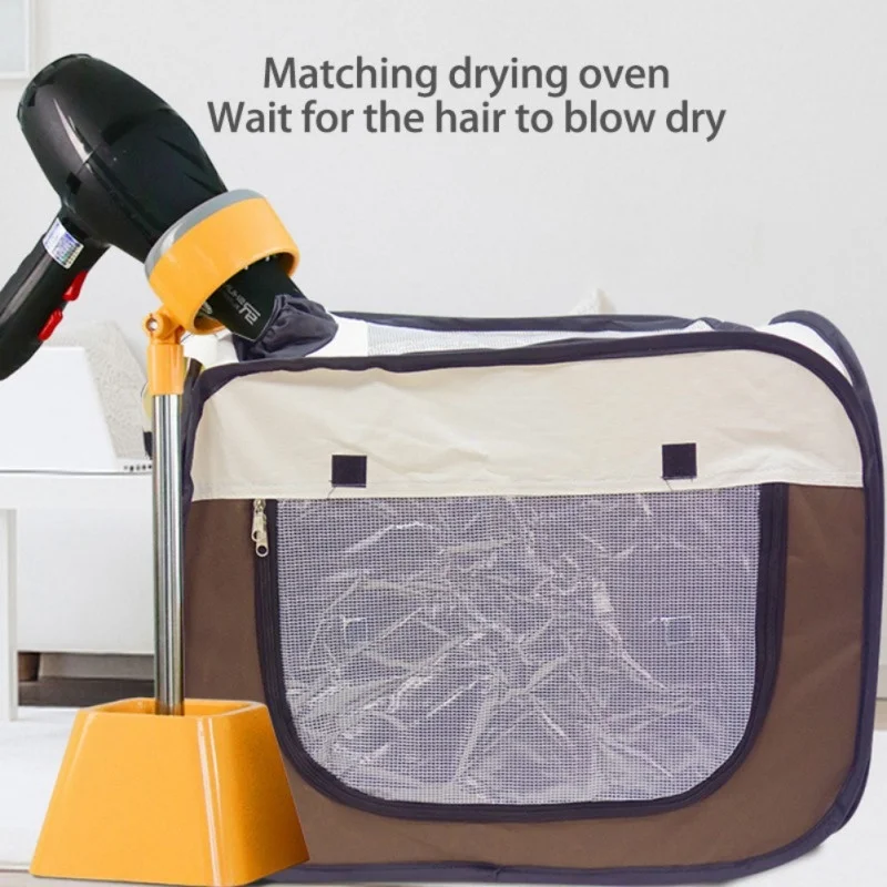 Caja de secado plegable portátil para mascotas, jaula para secador de pelo para cachorros, bolsas de viaje para el cuidado de perros manos libres para limpieza del cabello - imagen 3