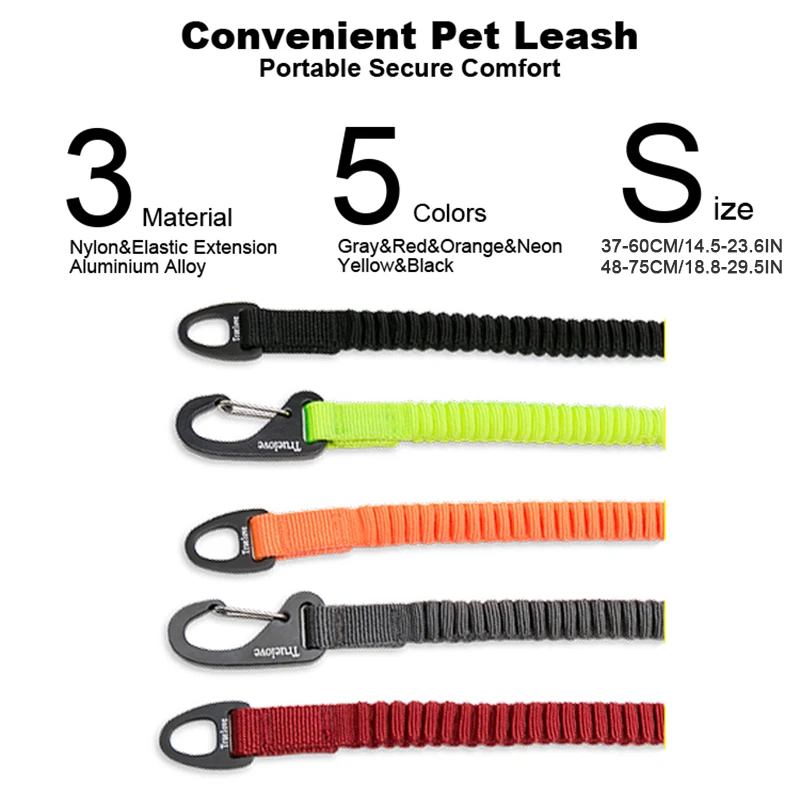 Truelove, cuerda elástica corta para perro, correa de nailon para extensión de collar de perro, retráctil para entrenamiento de todas las razas, correr y caminar TLL2971 - imagen 2