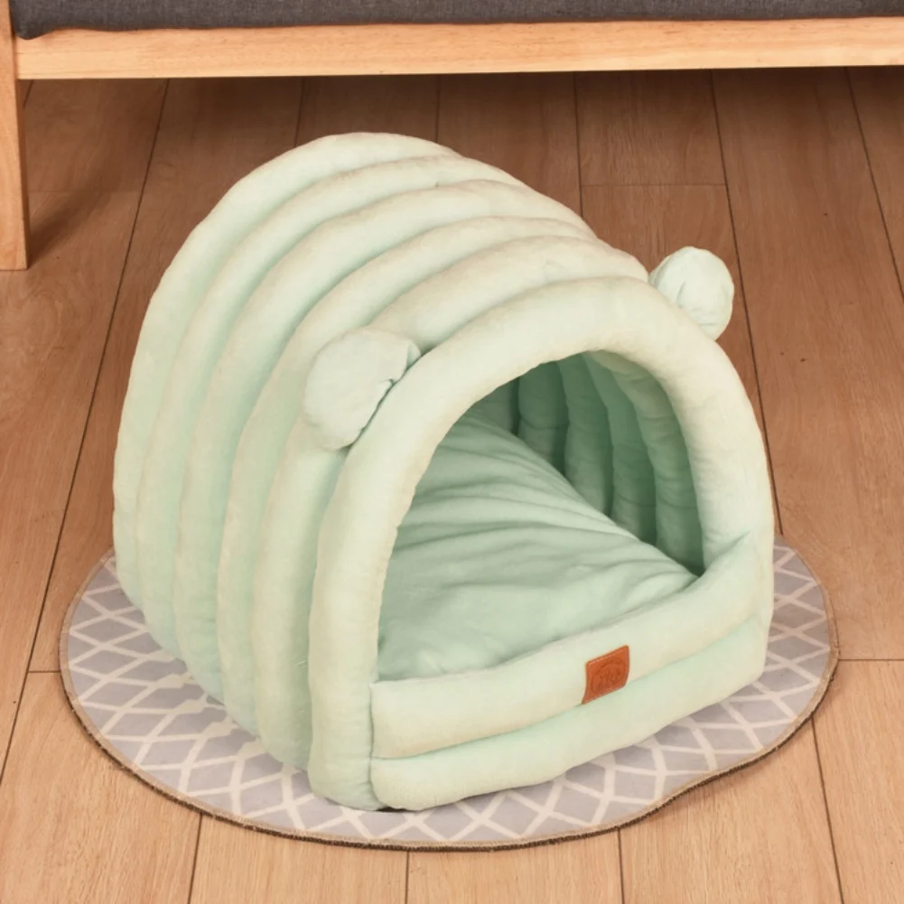 Cama cálida de dibujos animados para perro y gato, cesta para perrera, cojín para tumbona de gatito, tienda de campaña para casa de cachorros, esterilla suave para perros pequeños, cueva lavable - imagen 4