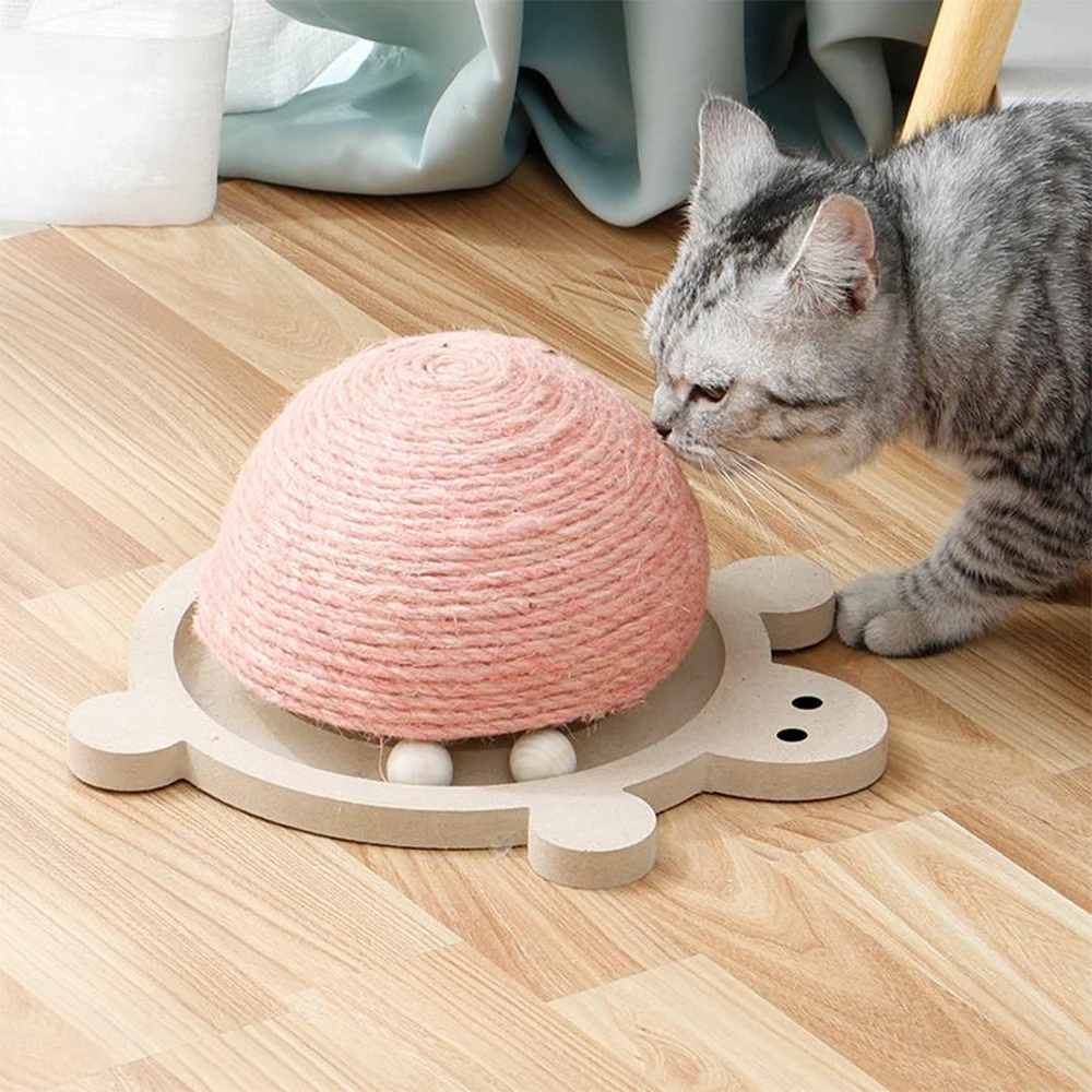 Torre de árbol de Sisal para gatos, pelota para rascar, juguete para gatitos, marco de escalada, tortuga bonita, divertido disco giratorio, suministros para mascotas resistentes al desgaste - imagen 4