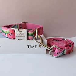Collar y correa para perros pequeños/medianos con lazo grabado gratis