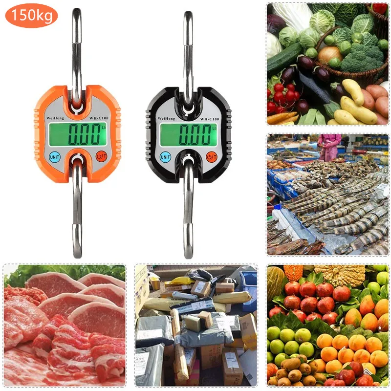 Crane Scale Digital Weight 300kg 150kg/50g 200kg/100g 500kg/100g Heavy Duty Hanging Hook Scales Portable Digital Stainless Steel - imagen 2
