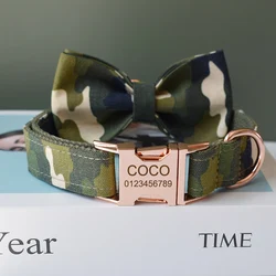 Collar de seguridad ajustable para perros en nailon camuflaje verde
