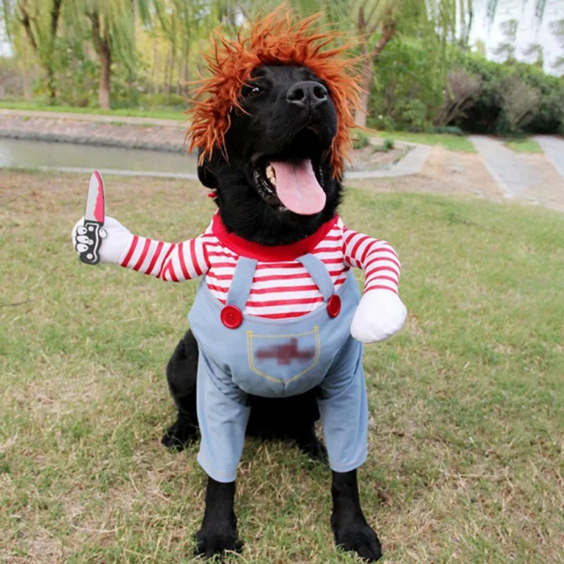 Ropa divertida de Halloween para mascotas, disfraz para perros, trajes de Navidad con conjunto de peluca, ropa de fiesta para Festival de perros y gatos, novedad - imagen 2