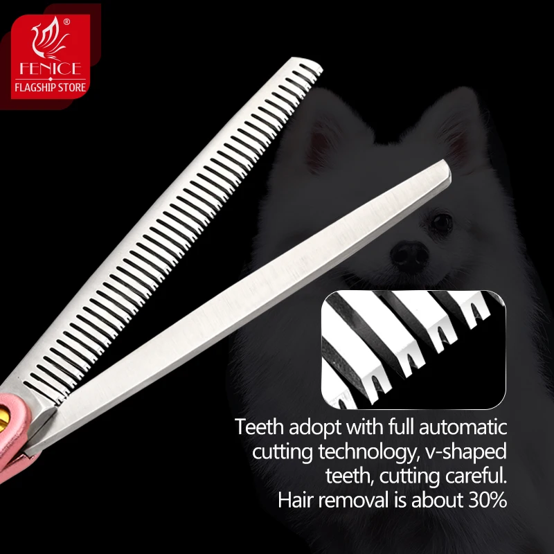 Fenice-Tijeras profesionales de acero para mascotas, herramienta de aseo para perros, tasa de adelgazamiento de 6,5 pulgadas, VG10, 30% - imagen 5