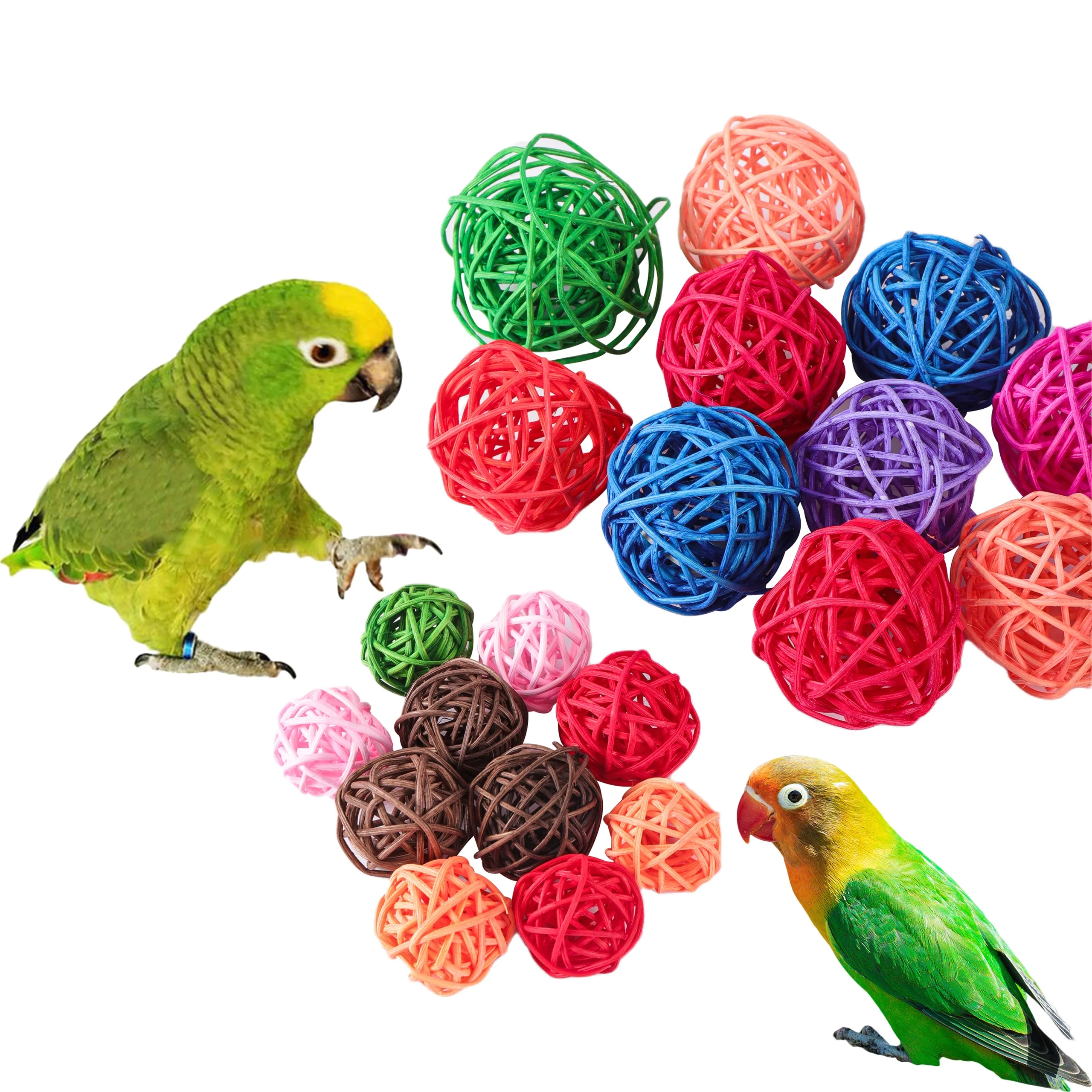 Juguetes de aves para mascotas, juguetes para masticar, pelota de ratán para pájaros, juguete para loro, periquito, periquito, cacatúa, juguetes para masticar, juguetes para jaulas de loros, 5 uds.